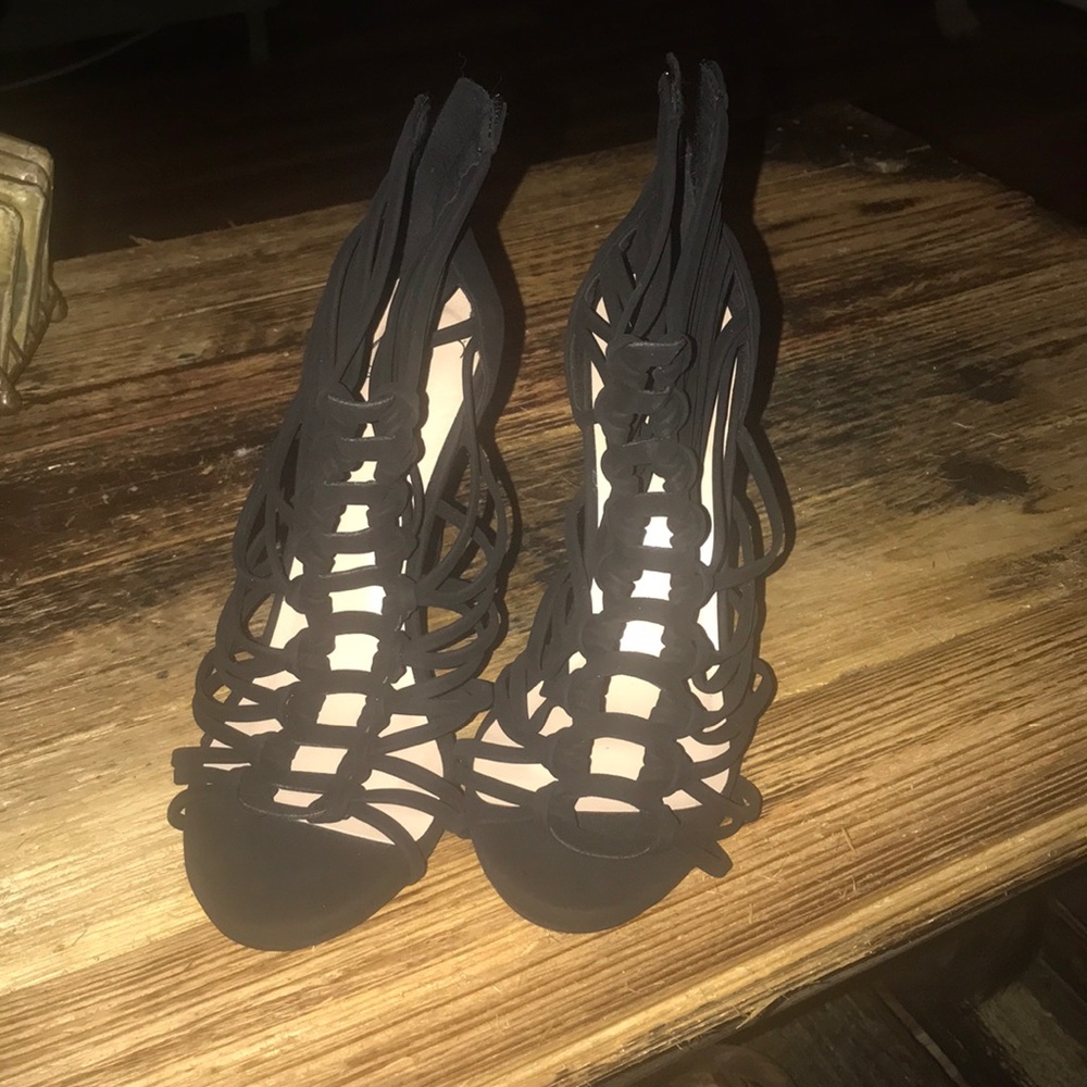 Black strappy heels